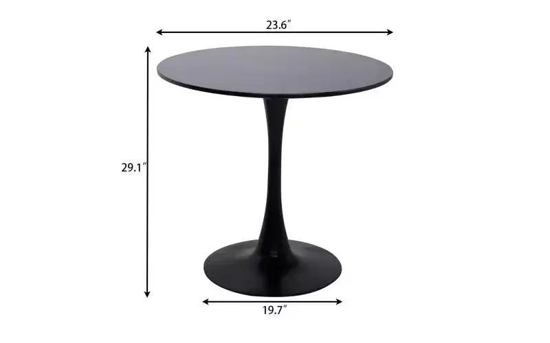JVNOXK 24 Inch Modern Mid-Century Round Table, Dining Table, Tulip Kitchen Table, Living Room Coffee Table, Oval Dining Table, Black