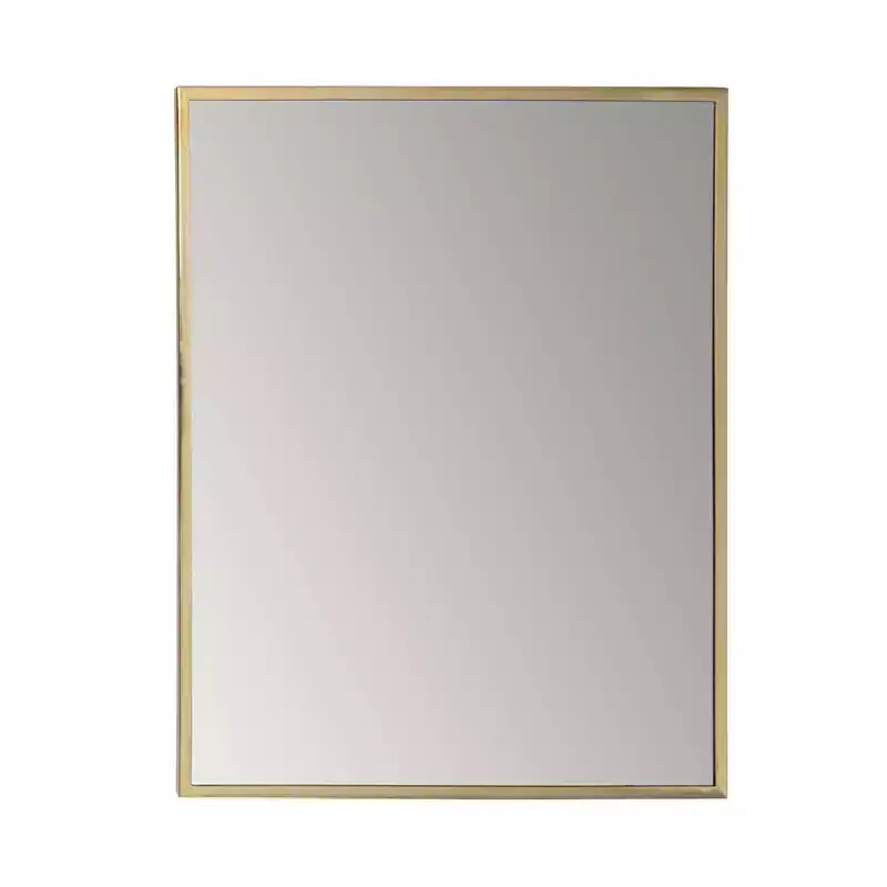 Brewster Laia Gold Rectangular Mirror: Modern Style, 29"x23" Mirror , No Assembly, Wall Mount Decorative Mirror