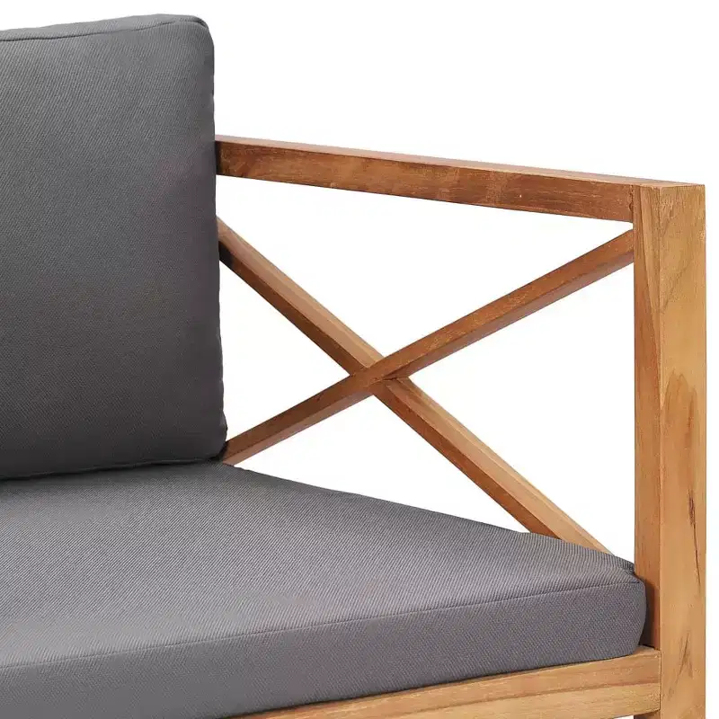 vidaXL 2-Seater Patio Bench Loveseat Chair Sofa with Cushions Solid Wood Teak