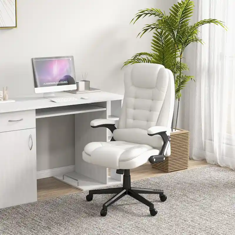 High Back Vibration Massage Office Chair with 6 Vibration Points, Heated Reclining Computer Chair with Armrest and Remote