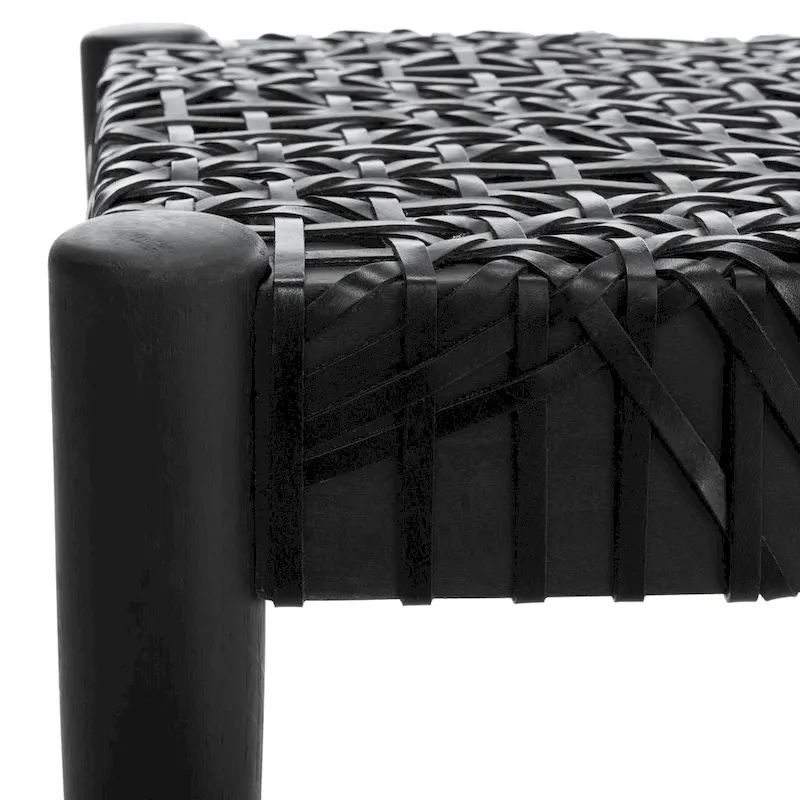 SAFAVIEH Mahalia Bandelier Wood & Leather Bench - 47 W x 16 D x 19 H - 47Wx16Dx19H