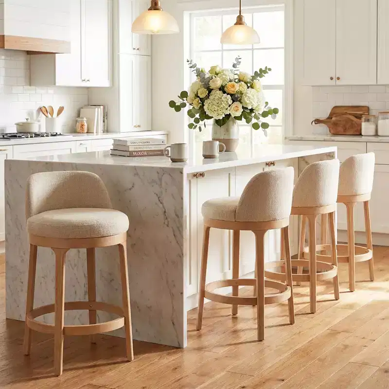 Christopher Knight Home Tadashi Modern Rubberwood Upholstered Bar Stools (Set of 4)
