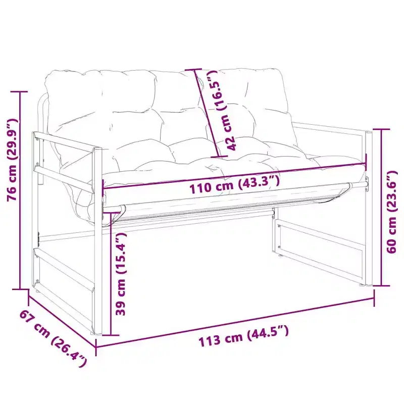 Garden Bench with Cushion in Taupe