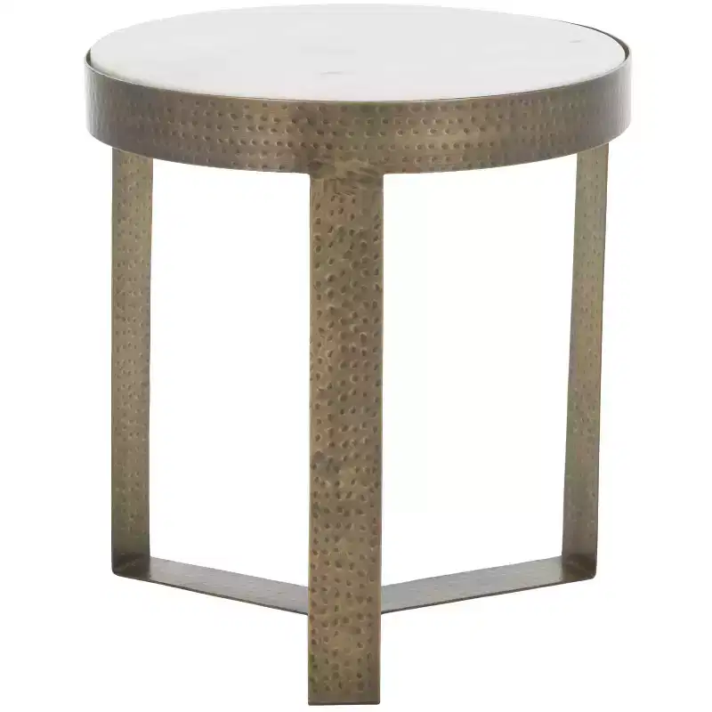 Triss Round Accent Table - ACC4617A - White Marble/Antique Brass - Safavieh