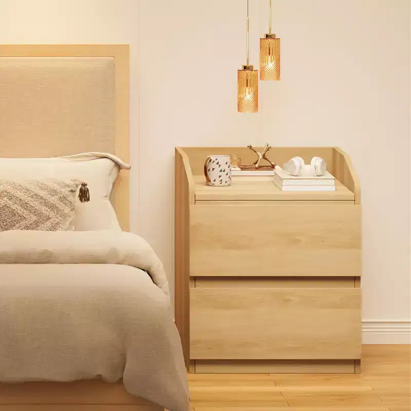 Nightstand with 2 Drawers, 23.6 Modern Bed Side Table, 2-Drawer End Table with Storage, Handle-Free Design for Bedroom & Living Room