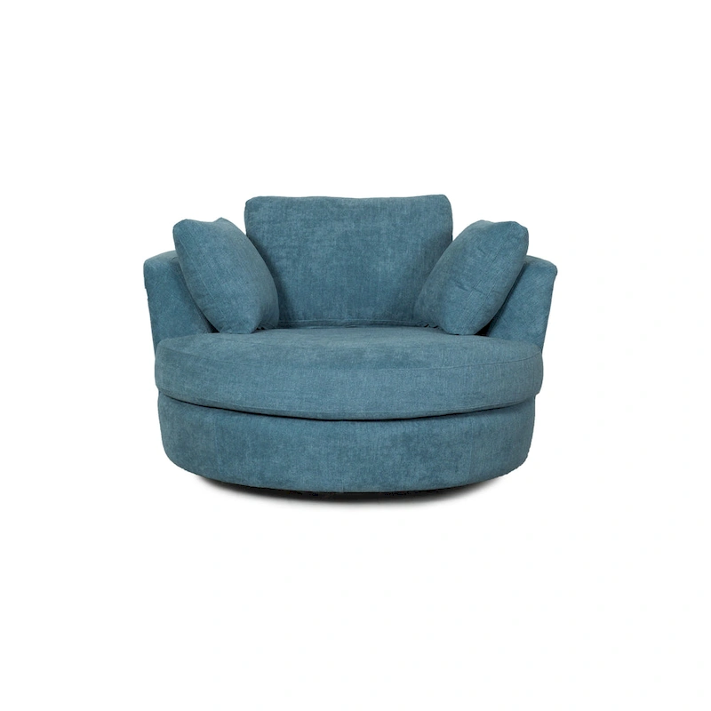 54 Wide Elegant Round Swivel Barrel Chair, Chair and a Half
