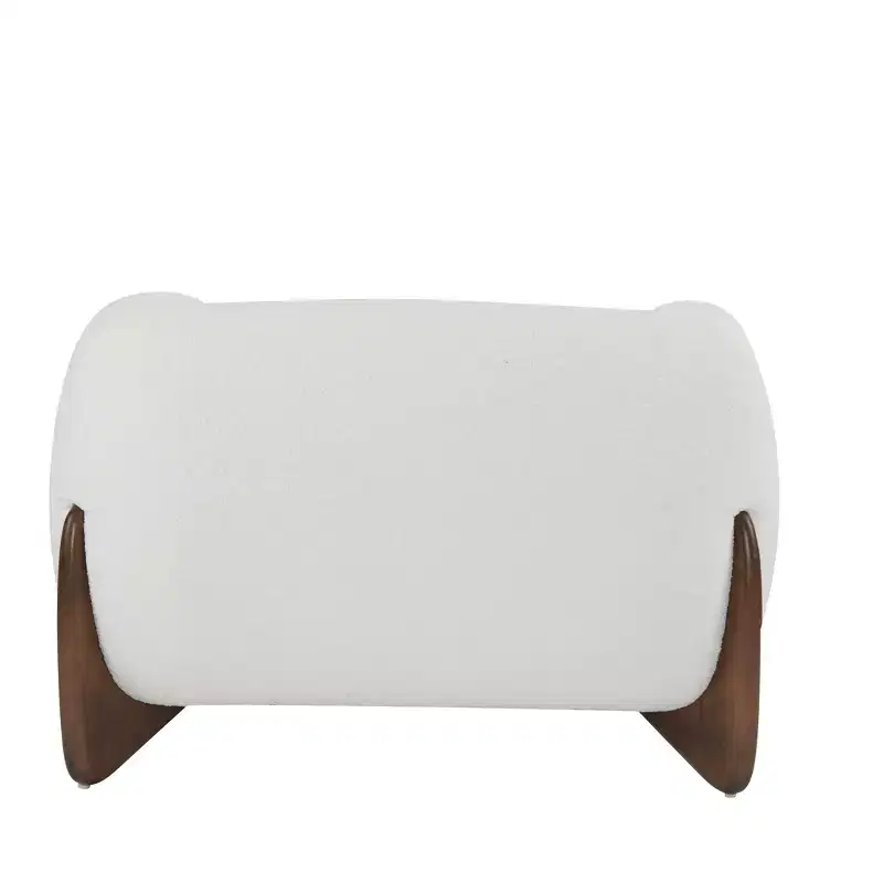 Birch Wood Boucle Upholstered Club Chair