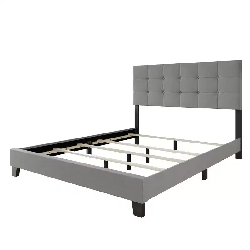 Home Design Sara Panel Bed with 2 Nightstands Gray