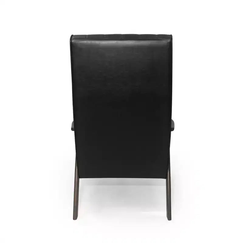 Mid Century Faux Leather Upholstered Accent Chair, Modern High Back Armchair, Leisure Wood Club Chair
