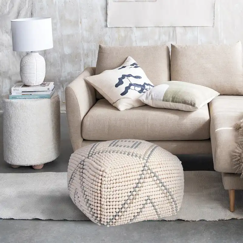 New Zealand Wool and Cotton Pouf