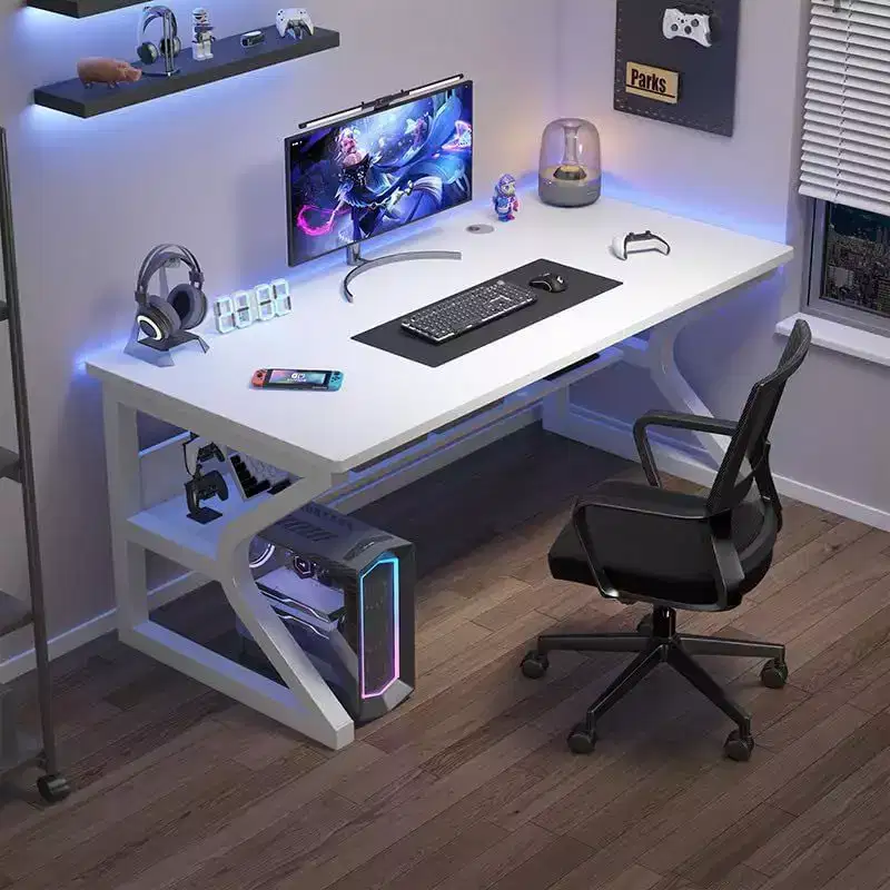 Acekool 31 Small Computer Desk, Modern Writing Table for Home Office, Bedroom, Study or Workstation, Space-Saving, Headphone Hook, White