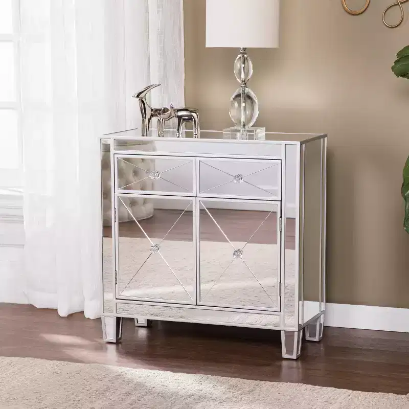 Mirage Mirrored Accent Cabinet - Charcoal - SEI