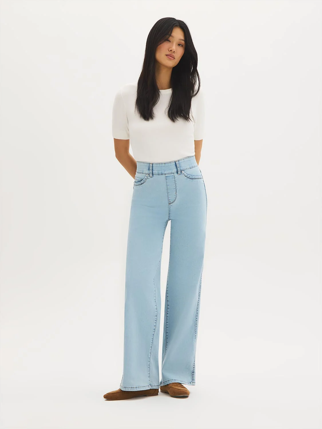 Cotton-Blend Wide-Leg Jeans