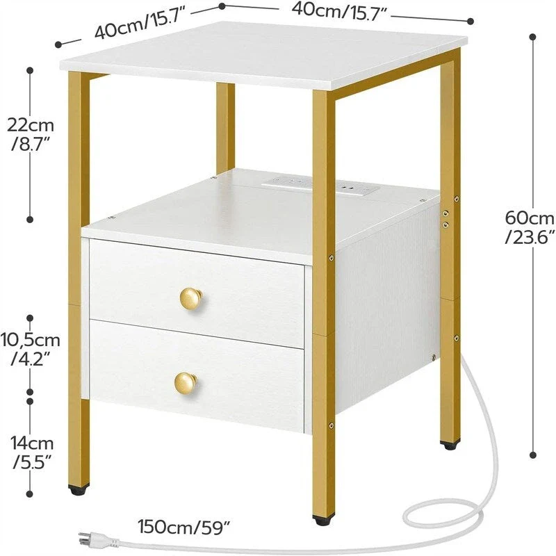 Bedside Table with Charging Station