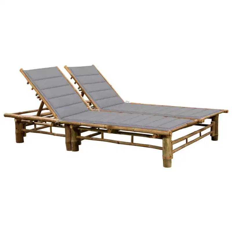 vidaXL Sun Lounger Natural bamboo, (cushions)