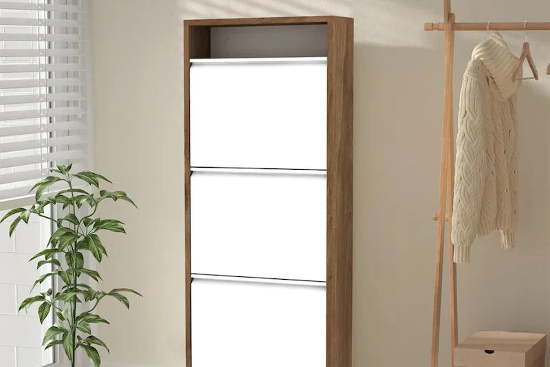 Modern Farmhouse Style Freestanding Shoe Storage Cabinet