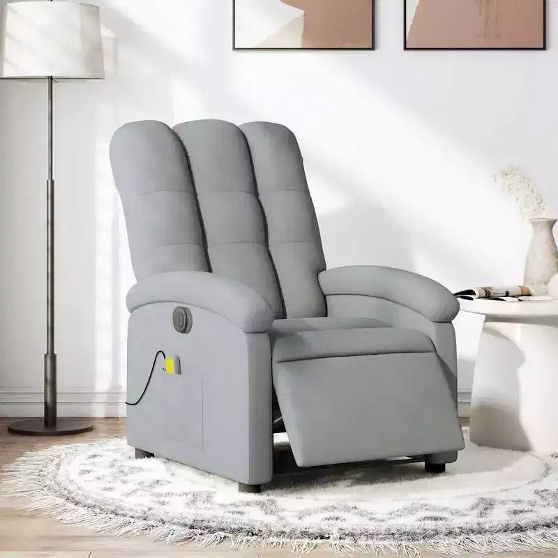 vidaXL Electric Massage Recliner Chair Light Gray