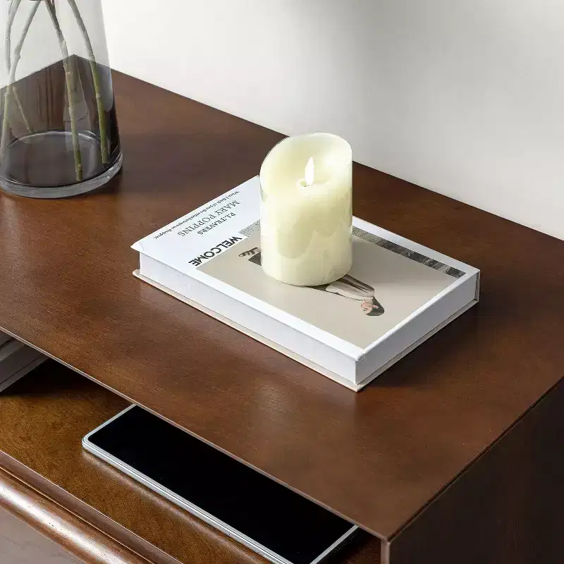 Margery Mid-century Modern 2 - Drawer end table with Built-In Outlets and Cable Management and Open Shelf | HULALA HOME
