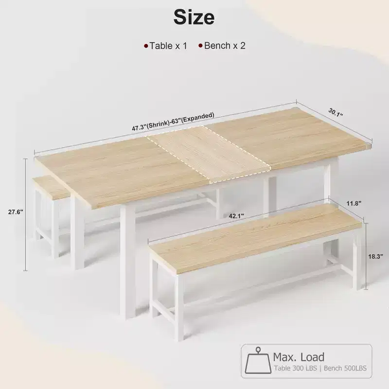 Oak & White Extendable Dining Table – Seats 4–8