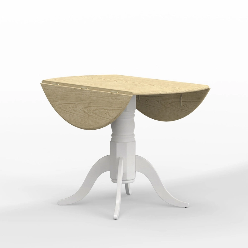42 Wood Pedestal Base Double Drop Leaf Dining Table