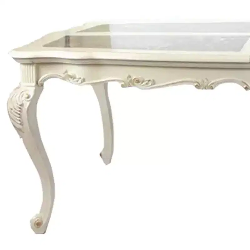 Chantelle 96" Dining Tables Marble Top and Pearl White - Acme Furniture
