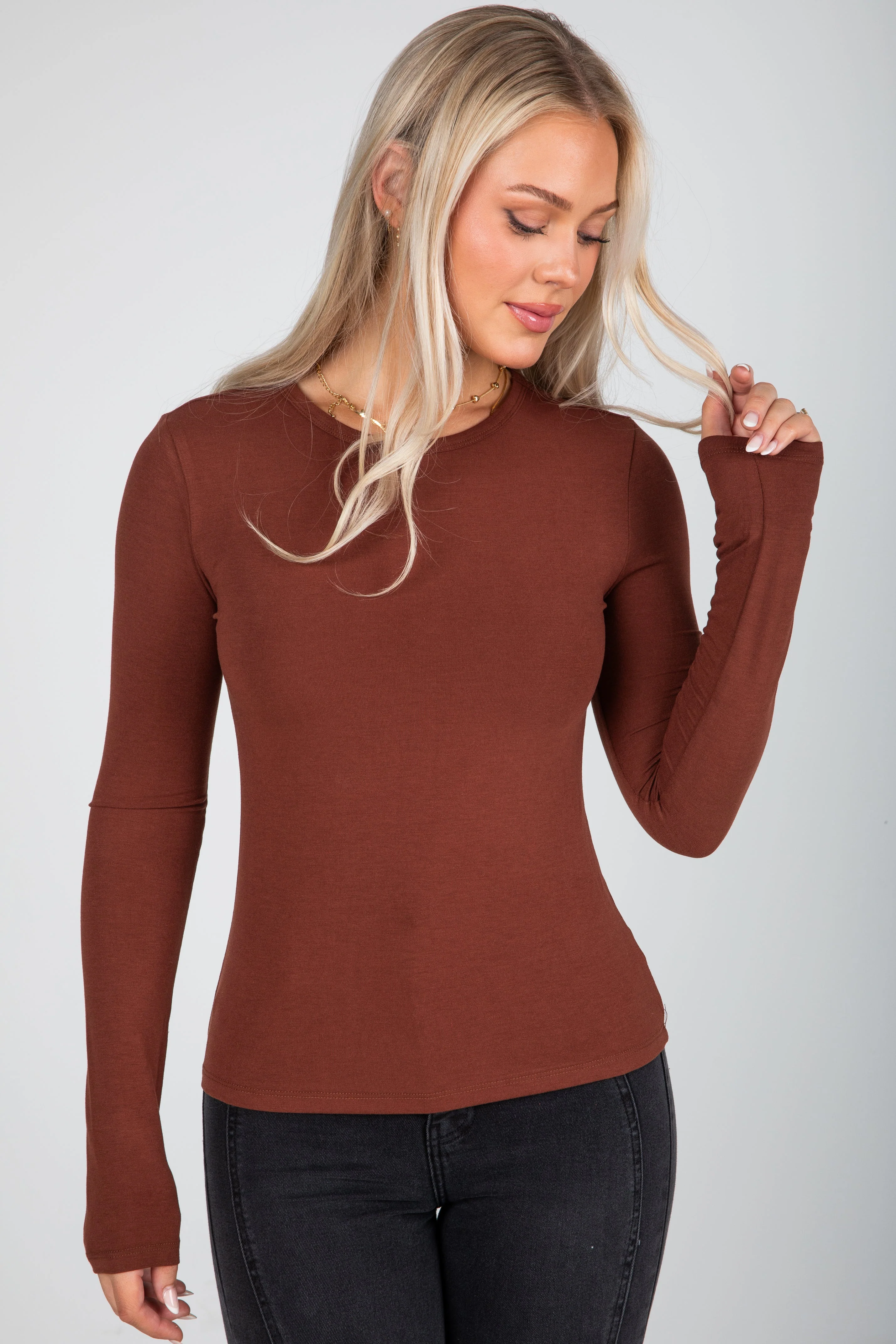 Round Neck Long Sleeve Relaxed Jersey Top