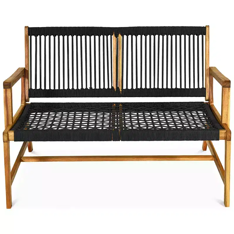 Costway 2-Person Patio Acacia Wood Bench Loveseat Chair Garden Furniture Black\\Grey\\Turquoise