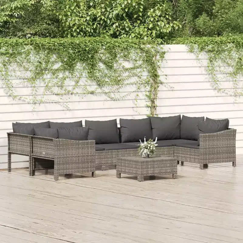 vidaXL Patio Furniture Set Outdoor Armchair with Cushions Gray Poly Rattan
