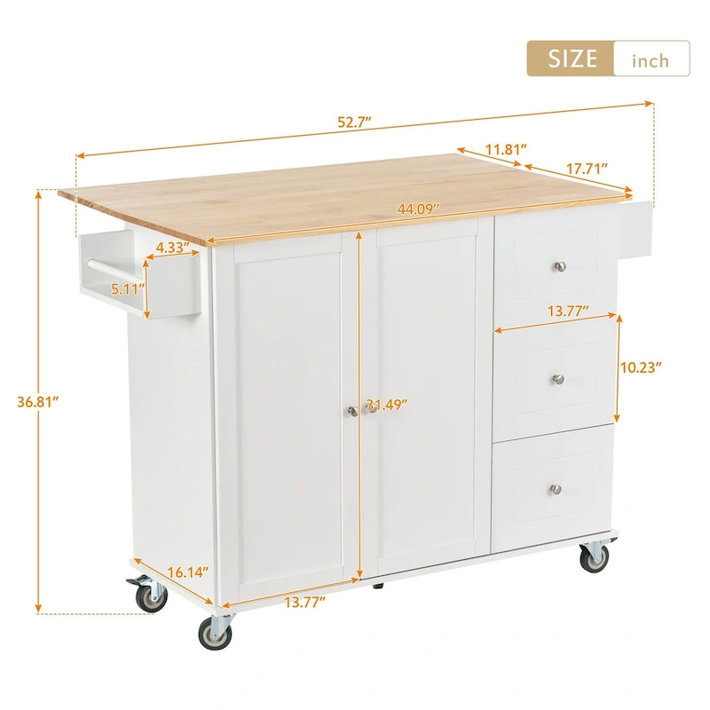 Multifunctional Kitchen Cart with Spice Rack and Adjustable Shelves