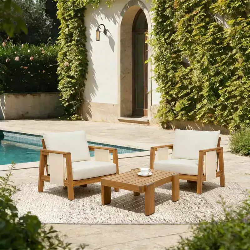 Christopher Knight Home Bernice Modern Outdoor Acacia Wood Club Chair with Thick Cushions (Set of 2)