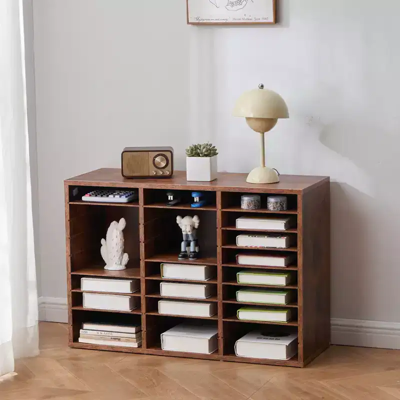 27-Compartment Literature Organizer Office Mailbox with Removable Shelves – Brown