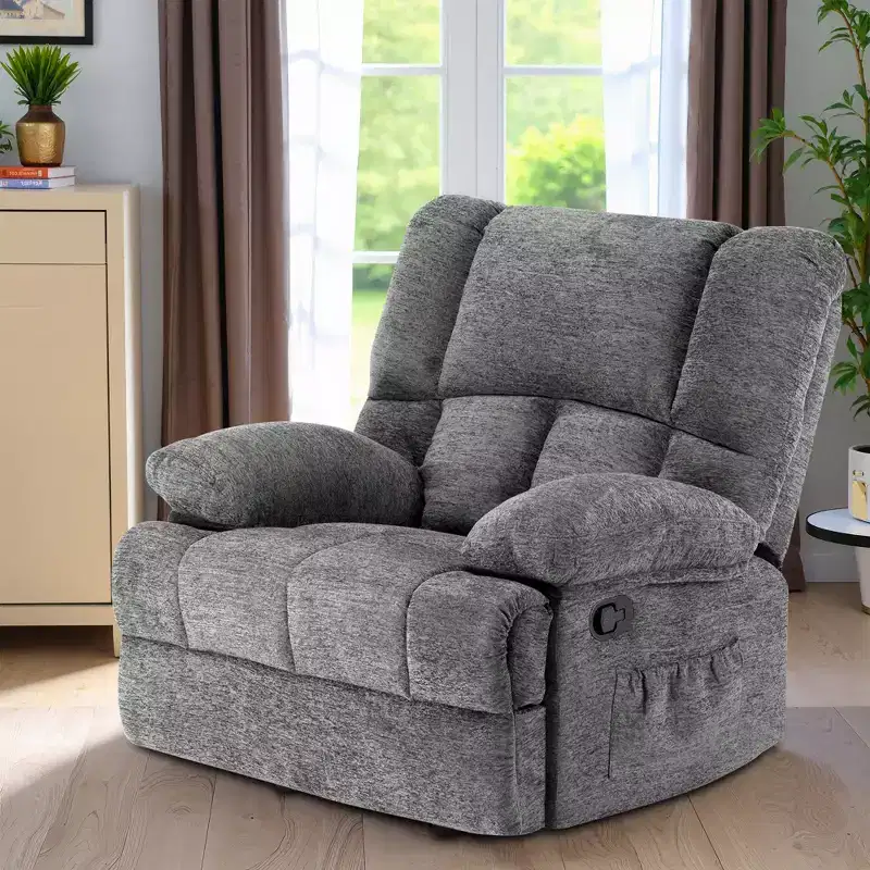 Oversized Rocking Recliner Chair with Chenille Upholstery for Living Room or Bedroom