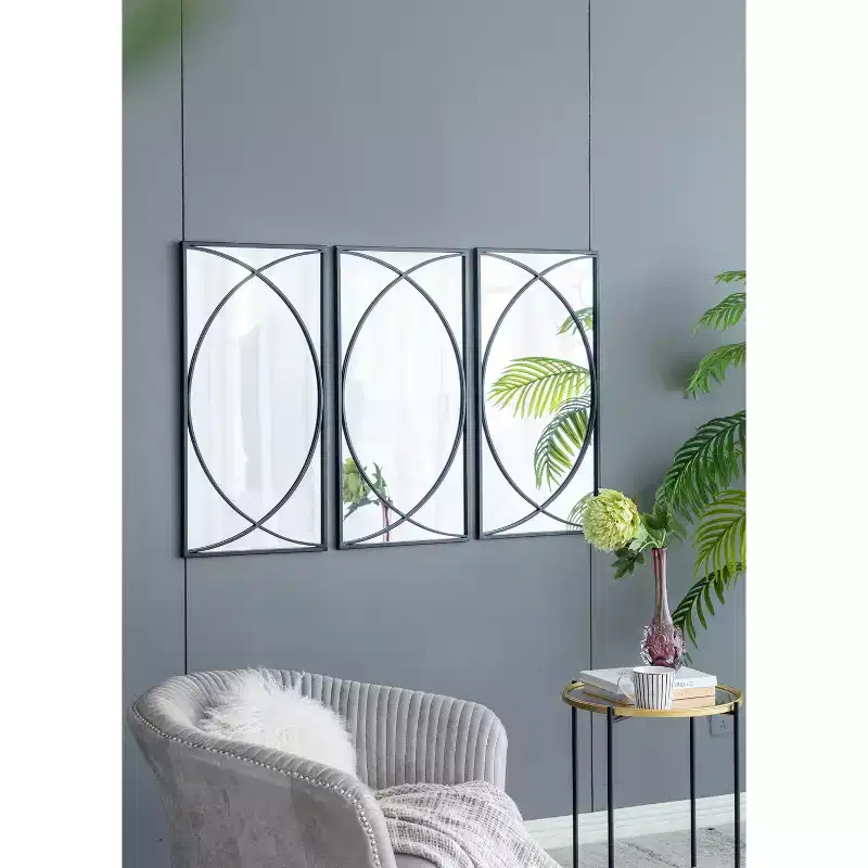 32 Inch Rectangular Wall Mirror with Black Frame