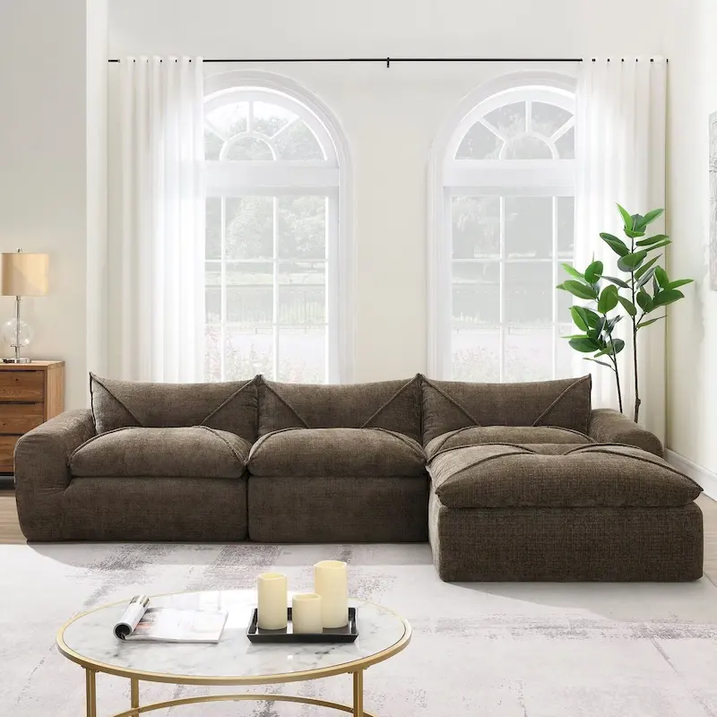 116  Fully Compressed Sofa with High Density Foam,Particle Chenille