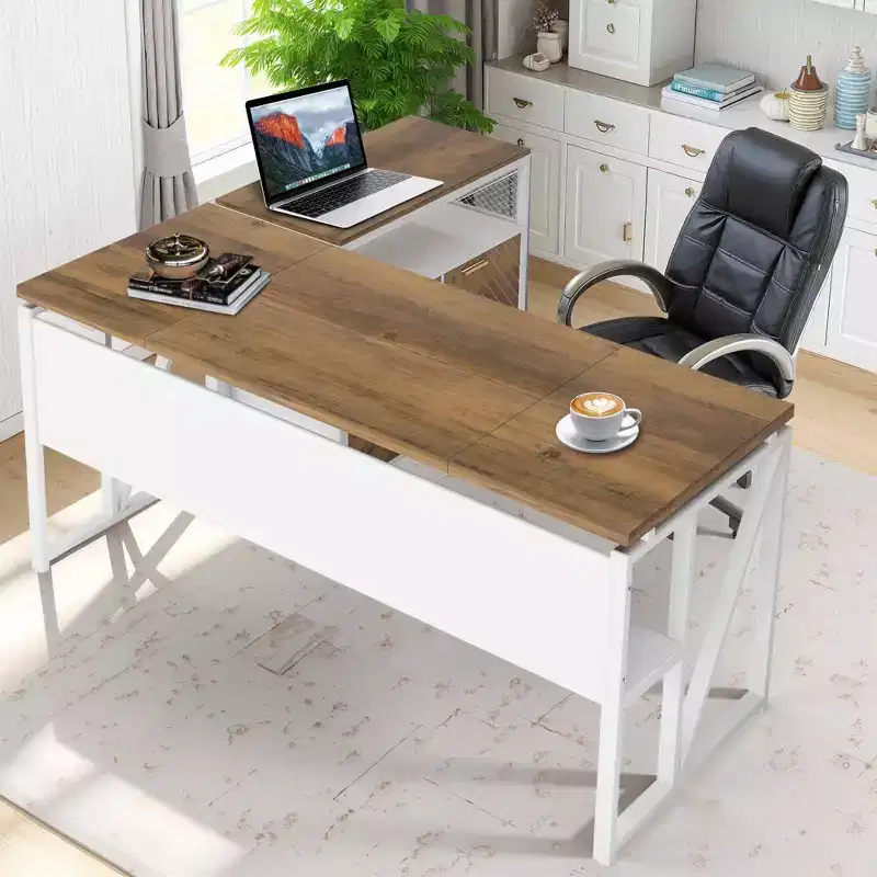 MAYEERTY 63 Computer Writing Desk, Office Table with Bottom Storage Shelf