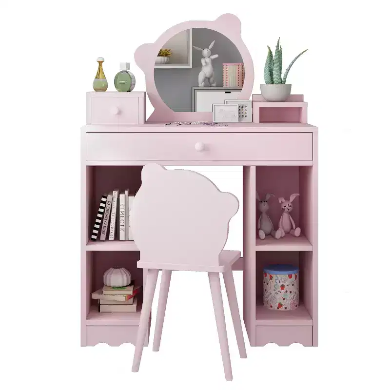 Children's Vanity Set with Drawers and Shelves Kids' Makeup Dressing Table Perfect for Playrooms and Bedrooms