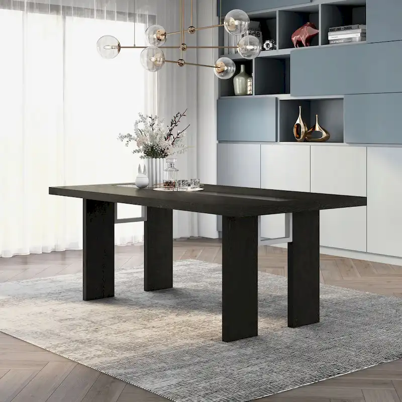 Furniture of America Lumina Contemporary 76-inch Glass Dining Table With LED