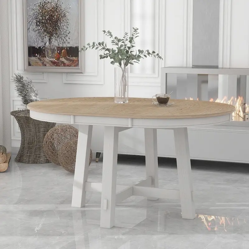 5 PCS Farmhouse Dining Table Set of 4 Chairs, Extendable