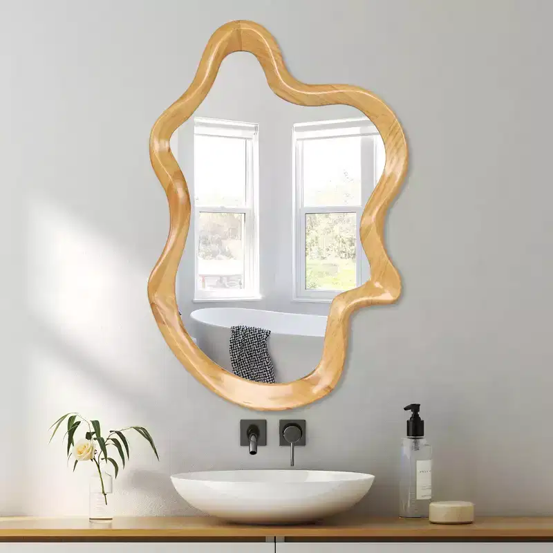 GDFStudio Laurent Modern Wooden Decorative Irregular Shaped Wall Mirror