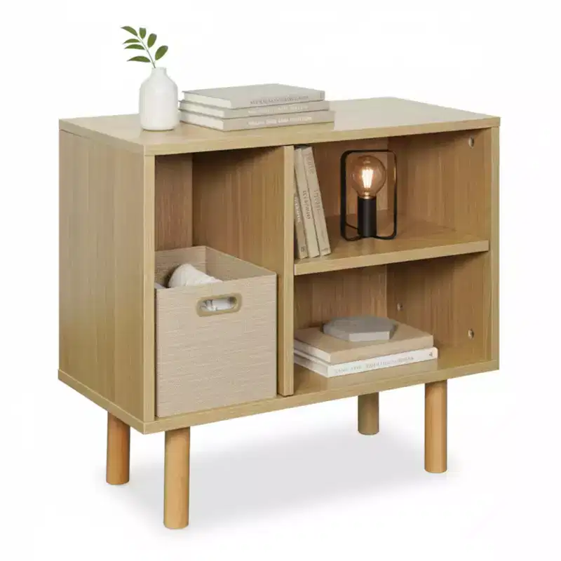 Stackable Storage Cube End Table with Customizable Door and Shelf Options