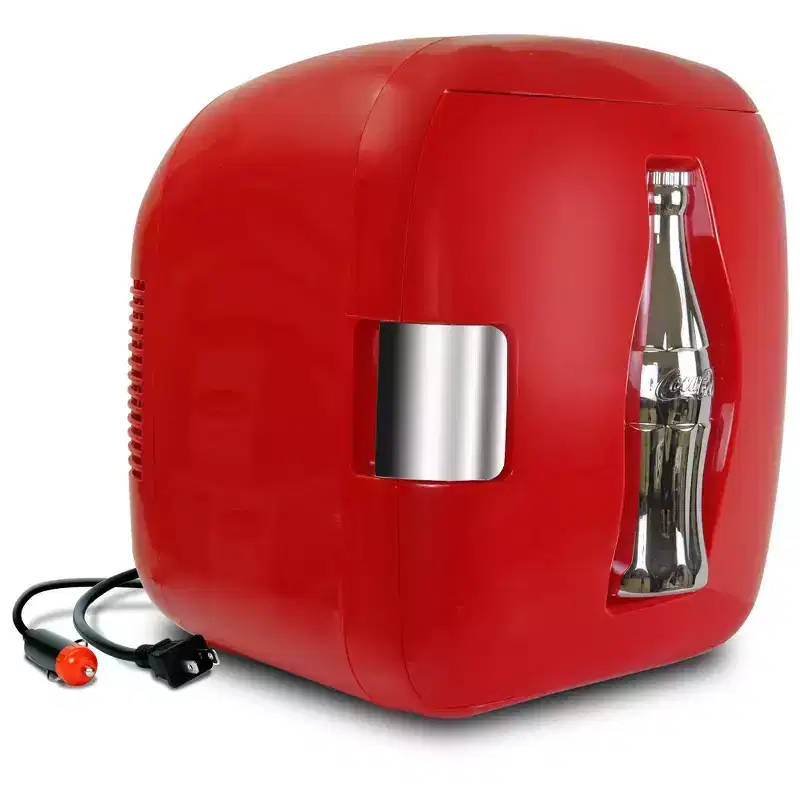 Coca-Cola Heritage 12 Can Portable Cooler/Warmer 12V DC 110V AC 7.9L - Red: Thermoelectric Mini Fridge, Countertop Use