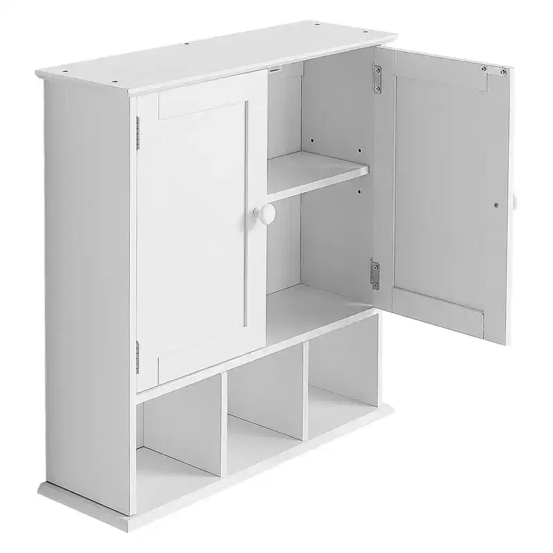 Bathroom Wall Cabinet, 2 Doors & Adjustable Shelf, Over the Toilet Storage Medicine Cabinet Wall Mounted, White