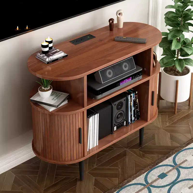 GDFStudio Emerson Mid-Century Modern Wood Record Player Stand
