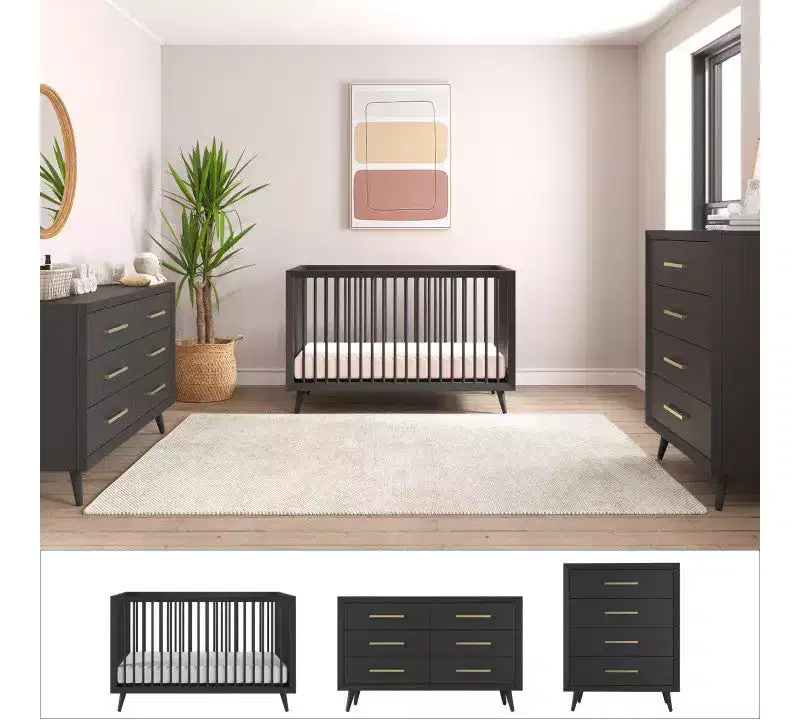 Child Craft Cranbrook Crib, Dresser and Chest Nursery Set, 3-Piece, Includes 4-in-1 Convertible Crib, Dresser and Chest