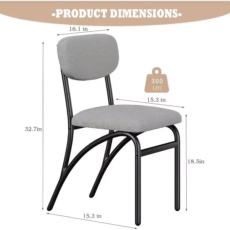 Acekool Boucle Dining Chairs Set of 2/4 with Mid-Century Arched Back and Metal Legs, Upholstered Accent Side Chairs for Kitchen & Living Room