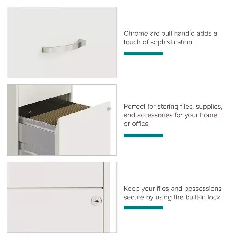 Space Solutions 18" Deep 2 Drawer Mobile Letter Width Vertical File Cabinet Pearl White