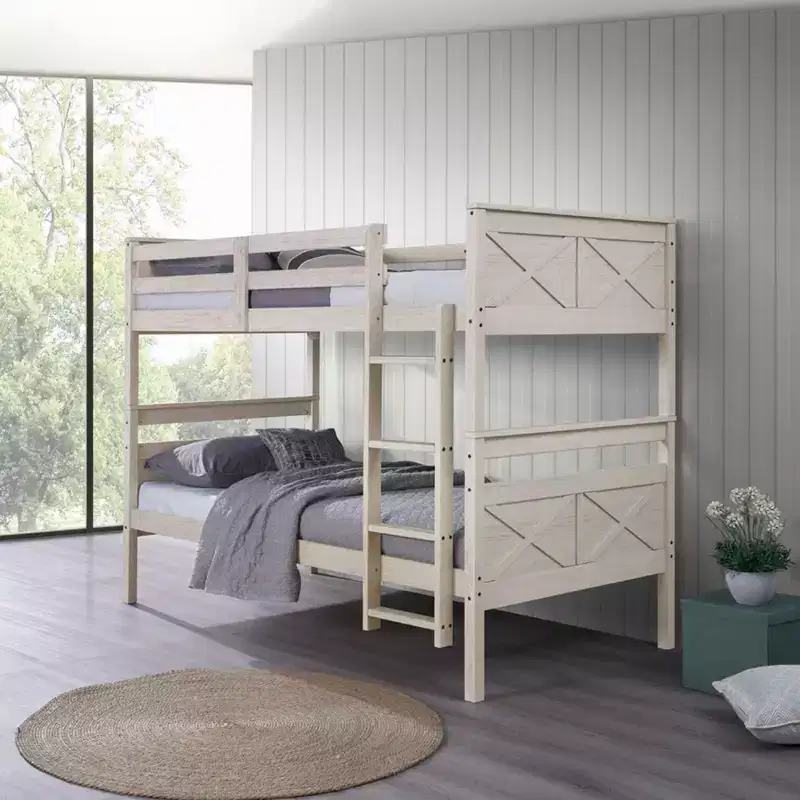 Exeter Twin Over Twin Solid Wood Standard Bunk Bed, Convertible to Two Twin Beds