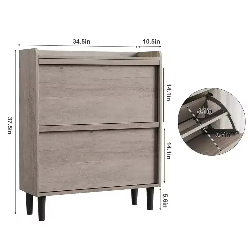 Acekool Wooden Shoe Cabinet, Flip Drawers, Adjustable Shelves, Space-Saving Hidden Shoe Organizer for Entryway, Hallway
