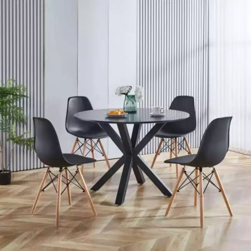 Elegant Pedestal Table: Mid-Century Design, Cross-Legs, MDF - Dining or Coffee Use