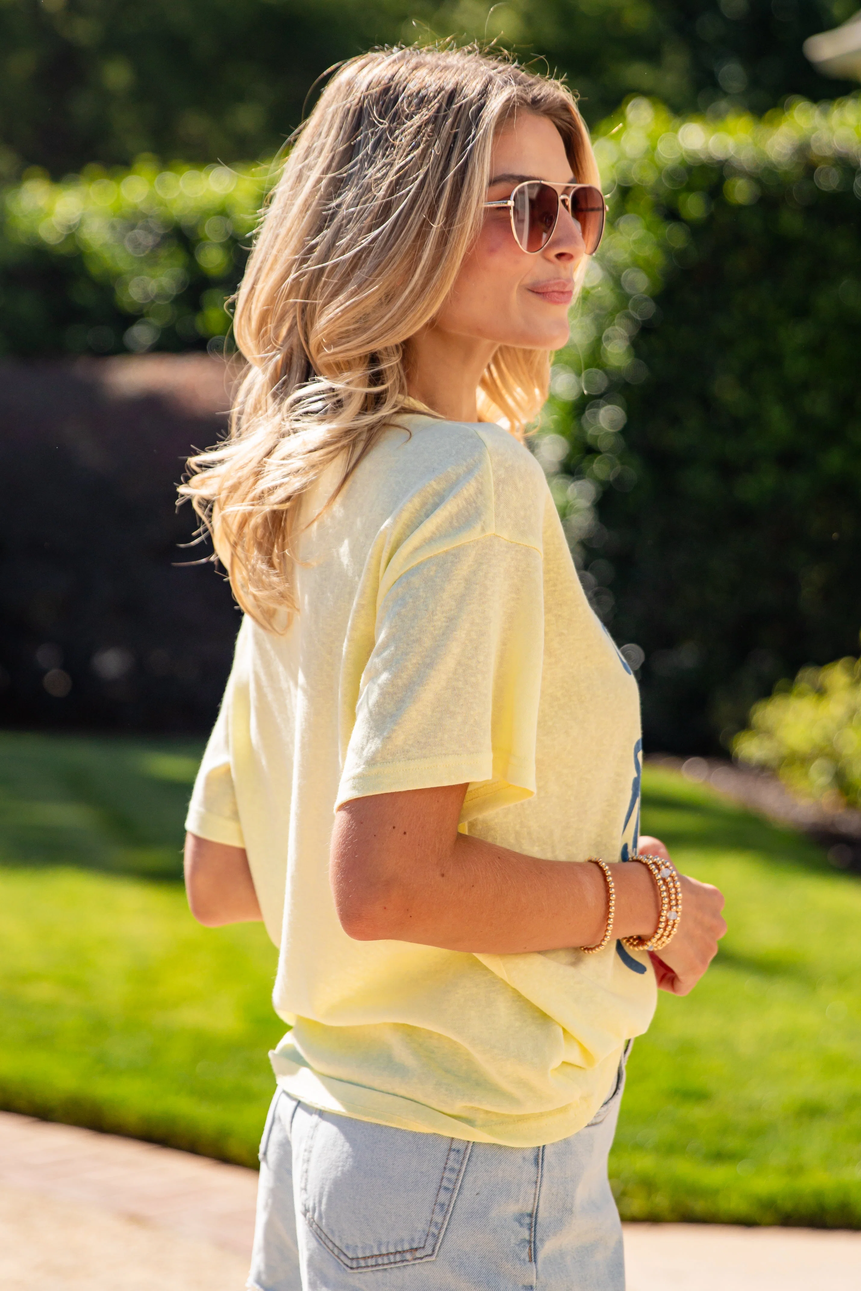 Yellow Graphic Crew Neck Short Sleeve Tee